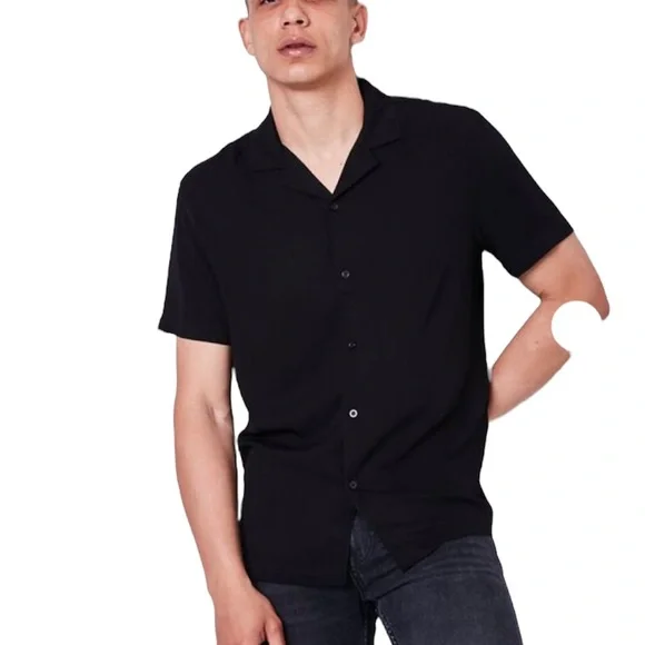 forever 21 mens dress shirts Forever 21 Mens Baroque Chain Long Sleeve Button Up Dress Shirt - Black/Gold - S